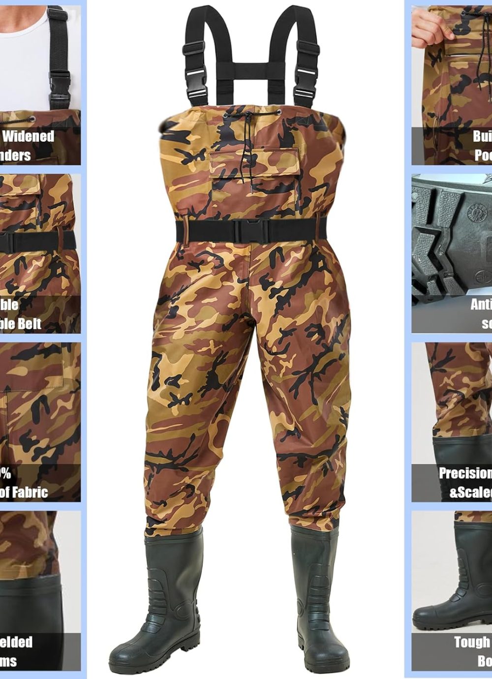 Fishing Bootfoot Chest Wader Nylon/PVC Insulated Waders for Men Women Waterproof Fishing Hunting Waders with Boot - Image 5