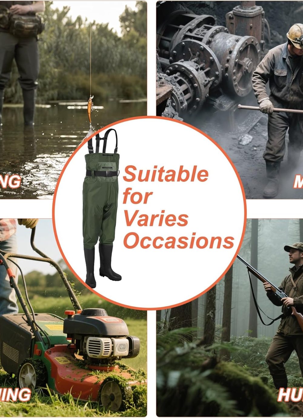 Fishing Waders for Men/Women,Boot Foot Chest Wader for Hunting with Boot Hanger,Fishing Fanny Pack - Image 2