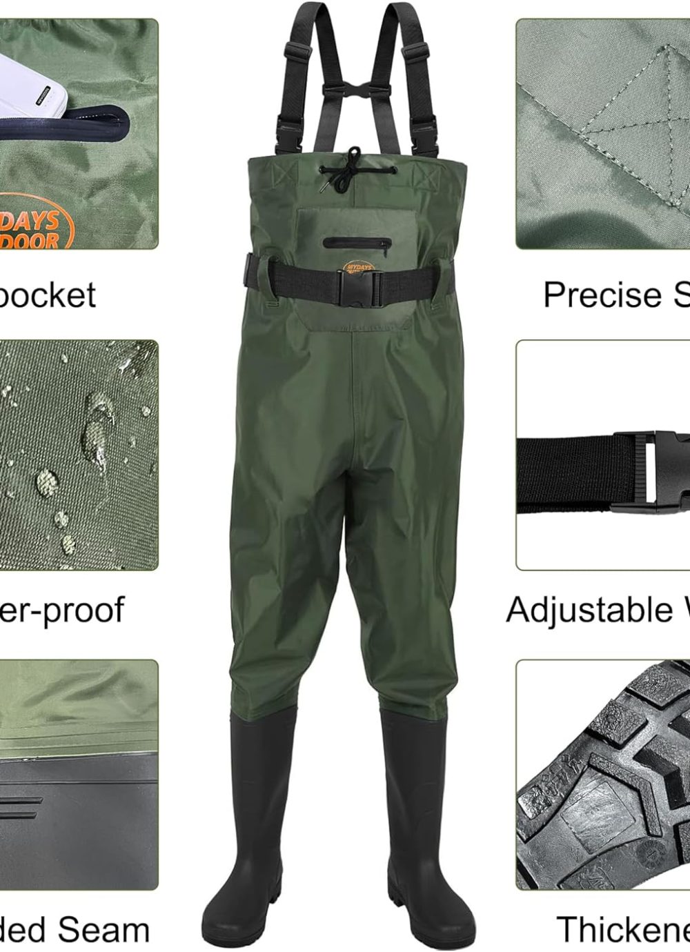 Fishing Waders for Men/Women,Boot Foot Chest Wader for Hunting with Boot Hanger,Fishing Fanny Pack - Image 3
